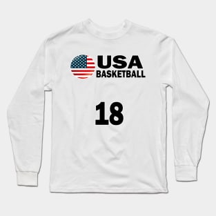 USA Basketball Number 18 T-shirt Design Long Sleeve T-Shirt